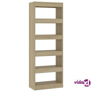 vidaXL Book Cabinet/Room Divider Sonoma Oak 23.6"x11.8"x65.4" Engineered Wood  - Brown