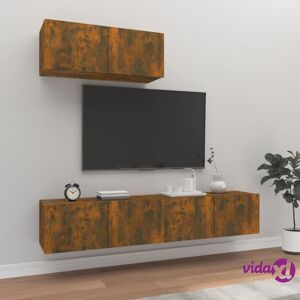 vidaXL 3 Piece TV Cabinet Set Smoked Oak Engineered Wood  - Brown
