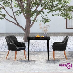 vidaXL 3 Piece Patio Dining Set with Cushions Black  - Black