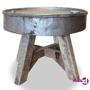 vidaXL Coffee Table Solid Reclaimed Wood 23.6"x17.7" Silver  - Brown