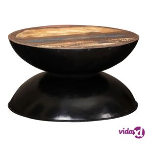 vidaXL Coffee Table Solid Reclaimed Wood Black Base 23.6"x23.6"x13"  - Black