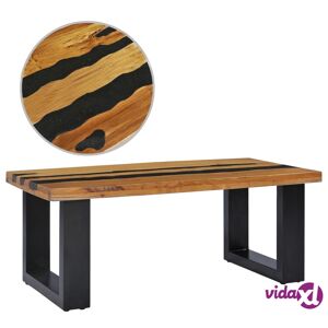 vidaXL Coffee Table 39.3"x19.6"x15.7" Solid Teak Wood and Lava Stone  - Multicolour