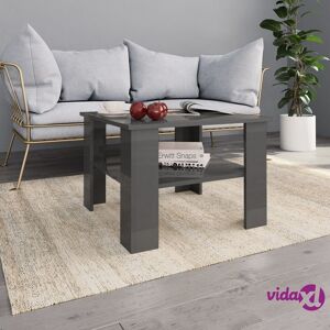 vidaXL Coffee Table High Gloss Gray 23.6" x 23.6" x 16.5" Engineered Wood  - Gray