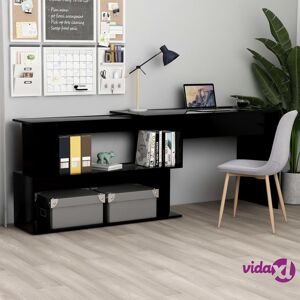 vidaXL Corner Desk High Gloss Black 78.7" x 19.7" x 29.9" Engineered Wood  - Black