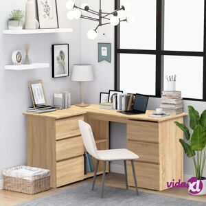 vidaXL Corner Desk Sonoma Oak 57.1"x39.4"x29.9" Chipboard  - Brown