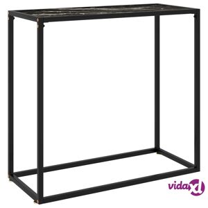 vidaXL Console Table Black 31.5"x13.8"x29.5" Tempered Glass  - Black