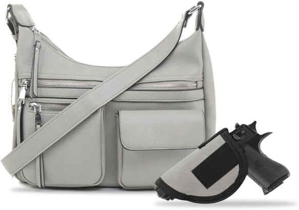 Jessie & James Elle Concealed Carry Hobo Handbag CCW Handbag, Grey, AMC5803L GY