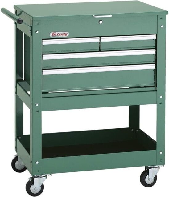 Grizzly Industrial Rolling Tool Cart w/ 4 Drawer Tool Chest, H7728