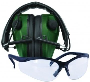 Caldwell E-Max Low Profile Electronic Hearing Protection Ear Muffs w/Shooting Glasses 487309