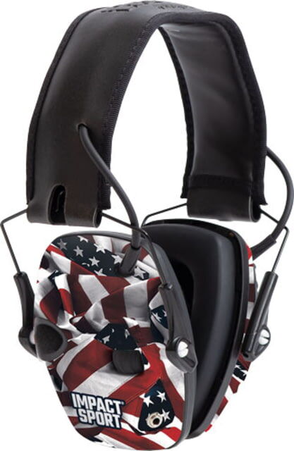 Howard Leight Impact Sport Electronic Earmuff, Red/white/blue - R-02530