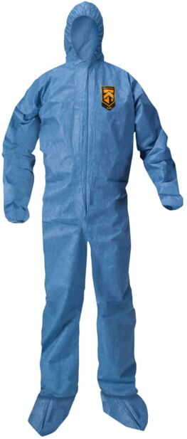 Kimberly Clark KleenGuard A20 Coveralls, Zipper Front w/Wrists, Ankles, Hood and Boots, Denim Blue, 4XL, Case of 20, 58527