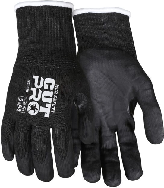 MCR Safety Cut Pro 15 Gauge Hypermax Shell Cut Abrasion and Puncture Resistant Work Gloves, Nitrile Coated Palm and Fingertips, Black, Medium, 92735NM