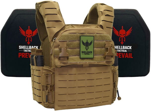 Shellback Tactical Banshee Elite 3.0 Lightweight Level IV Ceramic Plates Armor Kit, Coyote, Small/Medium, SBT-BANELT3-4SICMH-CT-SM