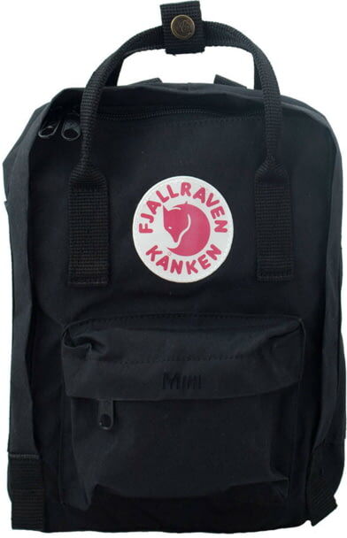 Fjallraven Kanken Mini Backpack, Black, One Size, F23561-550-One Size