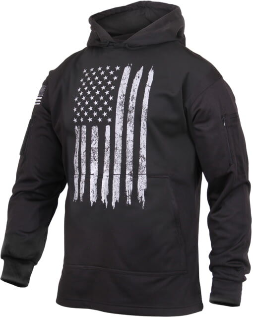 Rothco Distressed US Flag Concealed Carry Hooded Sweatshirt, Men's, Black, 2XL, 3167