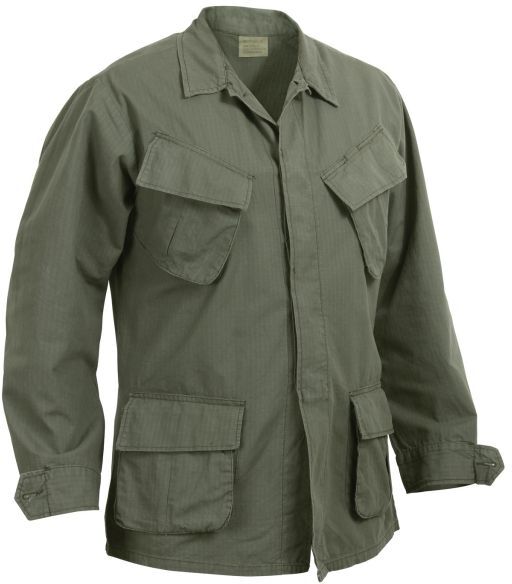 Rothco Vintage Vietnam Fatigue Shirt Rip-Stop, Olive Drab, L, 4687-OliveDrab-L