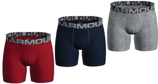 Under Armour UA Charged Cotton 6in Boxer Briefs 3 Pack - Men's, Red, 3XL, 13636176003X