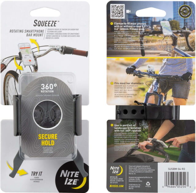 Nite Ize Squeeze Rotating Smartphone Bar Mount, Clear, SUSBM-04-R3