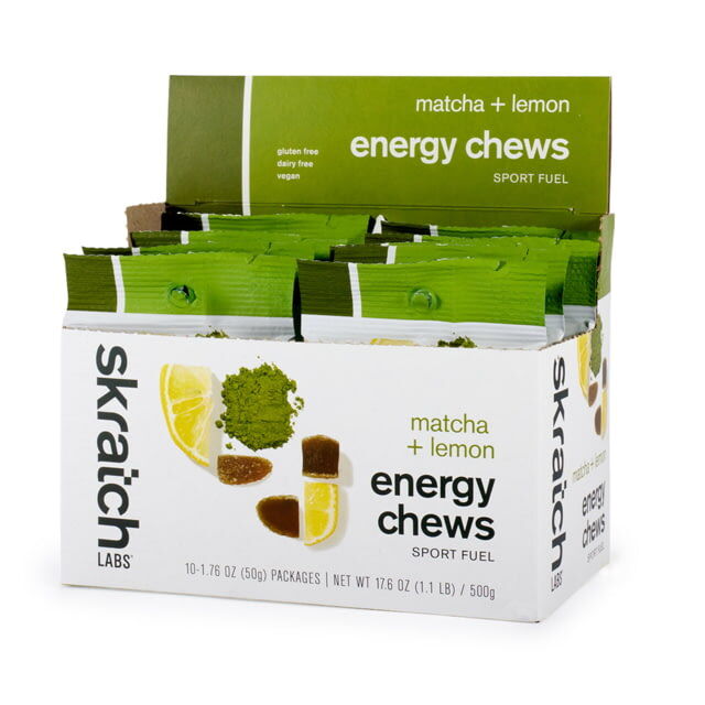 Skratch Labs Energy Chews Sport Fuel, Matcha Green Tea + Lemon, 50g Seving, 10 Pack Singles, ECS-ML-50g/10