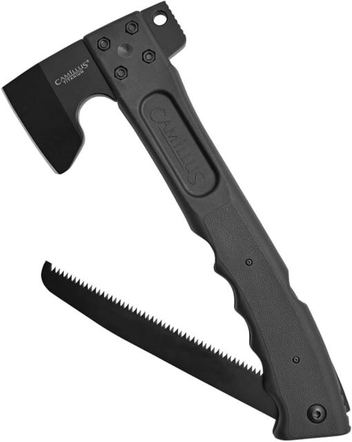 Camillus Knives Camtrax Hatchet/Saw Axe, 7in, Stainless Steel, Standard Edge, Black, Synthetic Handle, 19142