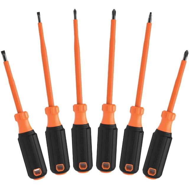 Klein Tools Insulated Screwdriver Set, 1000V, 6Piece, Orange/Black, 85076INS