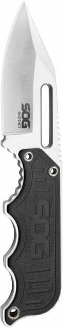 SOG Specialty Knives & Tools Instinct Fixed Blade Knife, 2.3in, 5Cr15MoV Blade, Clip Point, Black, Silver, Stainless Steel and G10 Handle, Silver/Silver & Black, SOG-NB1012-CP