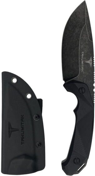 Takumitak Companion Fixed Blade Knife, 4in, D2, Drop Point, G10 Handle, Black Stonewash, TKF212SW