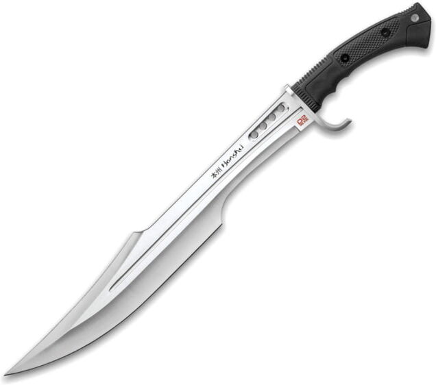 United Cutlery Honshu Spartan Sword D2 Steel, 16.5 satin finish D2 tool steel blade, Black TPR handle, UC3345D2