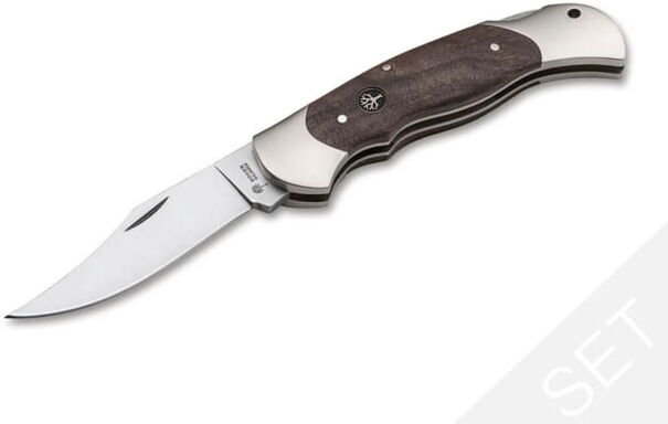 Boker Solingen Optima Walnut Set II Folding Knife, 3.23in, 4034, Nickel Silver, Walnut Wood Brown Handle, 113119