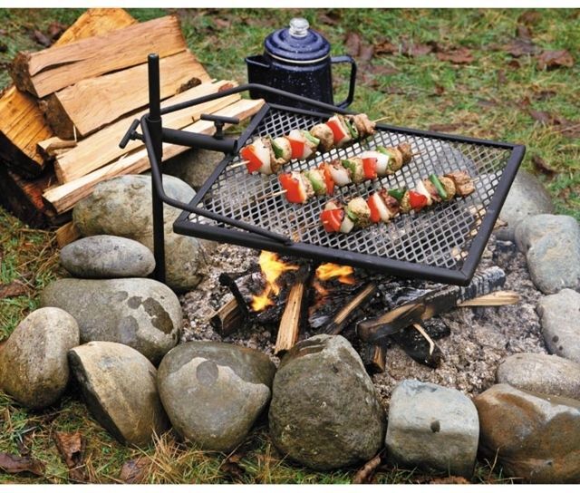 Adjust-A-Grill Outdoor Camping Grill, 16x16in, Black, 13570