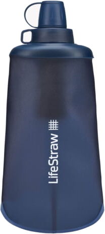 LifeStraw Peak Series Collapsible Squeeze Water Bottle Filter System, One Size, Dusty Mountain Blue, 650ml, LSPSFXMLMB1