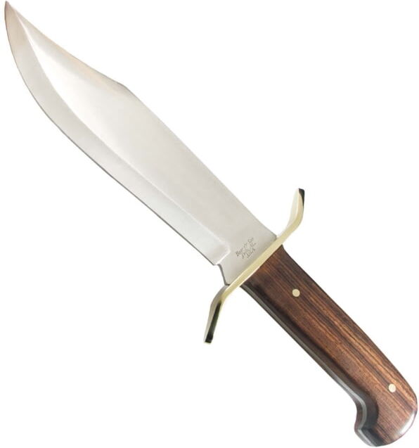 Bear and Son Knives Gold Rush Bowie Fixed Blade Knife, 9in, Sandvik 12C27M Stainless Steel, Bowie, Cocobola Handle w/ Leather Sheath, CB00