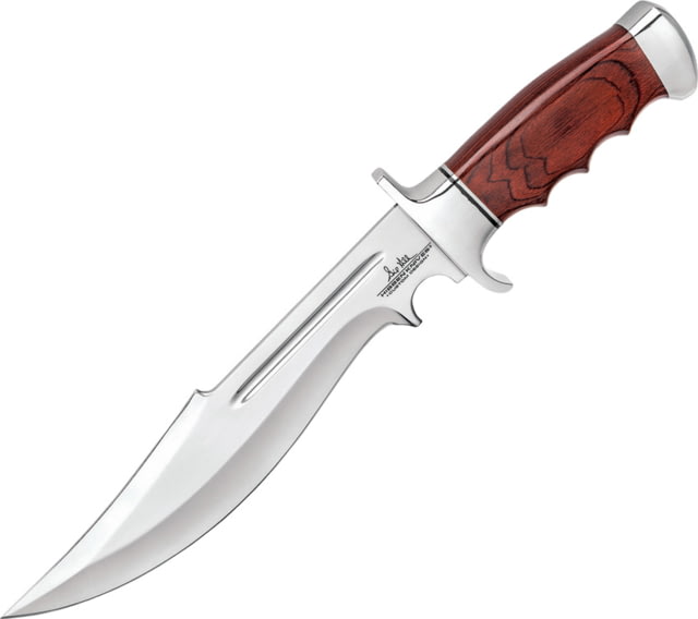 Gil Hibben Legionnaire Bowie II Knife, 9.5 7Cr17MoV stainless clip point blade, Brown finger grooved pakkawood handle, GH5068
