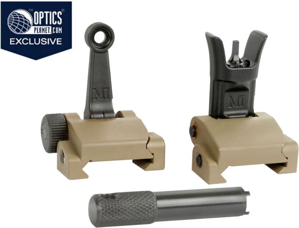 OpticsPlanet Exclusive Midwest Industries Combat Rifle Sight Set, Front & Rear, Magpul FDE Cerakote, MI-CRS-SET-FDE