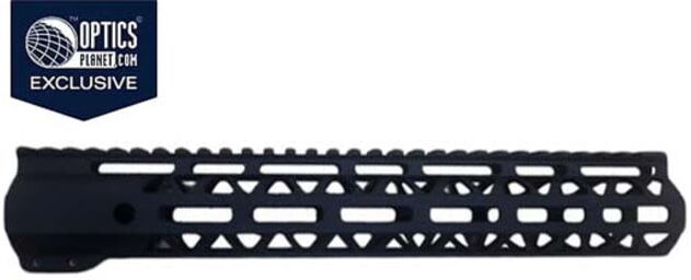 OpticsPlanet Exclusive Moriarti AR-15 12in M-LOK Diamond Cut Slim Profile Free Float Handguard, Black, MA15-US-12-DMD