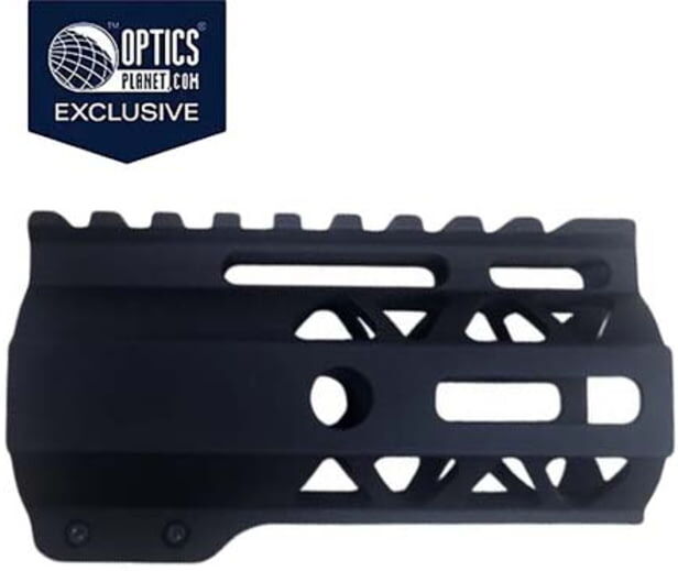 OpticsPlanet Exclusive Moriarti AR-15 4in M-LOK Diamond Cut Slim Profile Free Float Handguard, Black, MA15-US-4-DMD