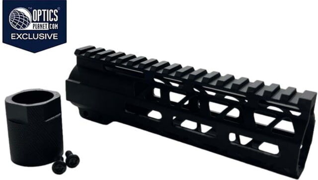 OpticsPlanet Exclusive Moriarti AR-15 7in M-LOK Diamond Cut Slim Profile Free Float Handguard, Black, MA15-US-7-DMD