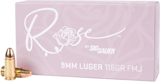 SIG SAUER Rose 9mm Luger 115 Grain Full Metal Jacket Centerfire Pistol Ammo, 50 Rounds, E9MMB1ROSE50