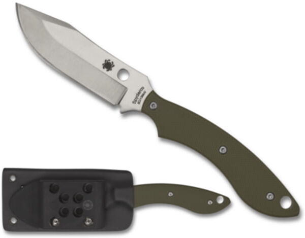 Spyderco Stok Bowie Fixed Blade Knife, 2.95in, 8Cr13MoV Steel, Bowie, G10 Handle, FB49GPOD