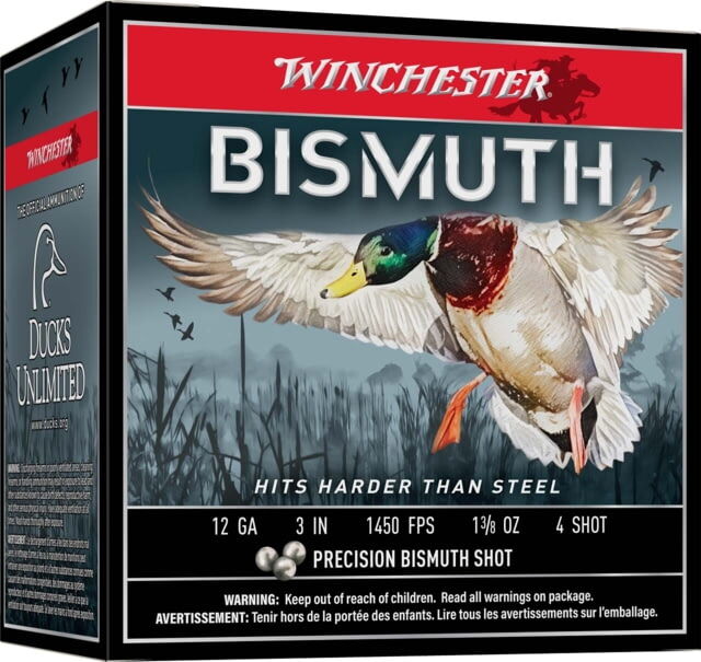 Winchester Bismuth 12 Gauge 1 3/8 oz 3in #4 Shotgun Ammo, 25 Rounds, SWB1234