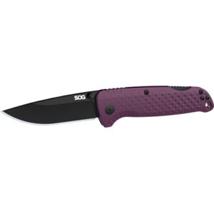 SOG Specialty Knives & Tools Adventurer LB Folding Knife, 3.5in, CRYO 5CR15MOV, Drop Point Blade, GRN Dusk Purple/Black Handle, SOG13110457