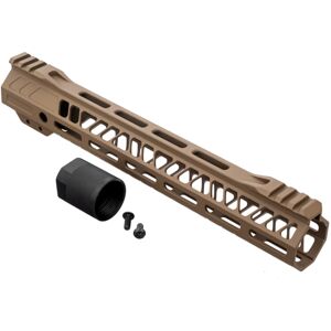 TRYBE Defense AR-15 M-LOK 12in Extra Lightweight Handguard w/ Cut-Away Rail, Flat Dark Earth, 12 Inch, HDG12CR-FDE