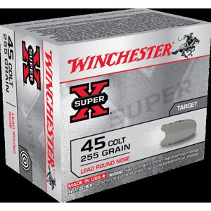 Winchester SUPER-X HANDGUN .45 Colt 255 grain Lead Round Nose Brass Cased Centerfire Pistol Ammo, 20 Rounds, X45CP2