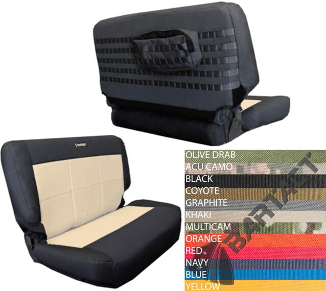 Bartact Jeep TJ Seat Covers Rear Bench 2003-2006 Wrangler TJ Tactical Series, Black/Multicam, TJSC0306RBBM