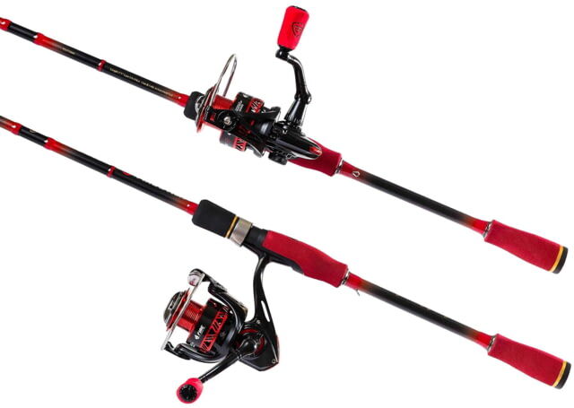 Favorite Fishing PBF Fire Stick Spinning Combo, 7ft 1in, Medium Heavy, Red/Black, FS711MH30