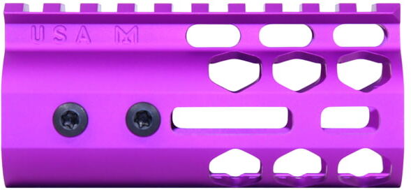 Guntec USA Air Lite Series Honeycomb M-LOK Free Floating Handguard w/ Monolithic Top Rail, 4in, Anodized Purple, GT-4HC-AL-MLK-PURPLE