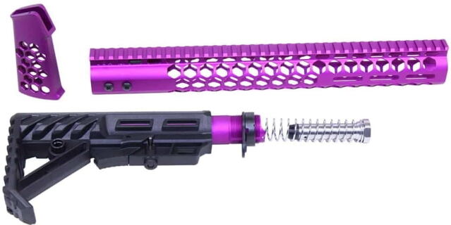 Guntec USA AR-15 Honeycomb Series Complete Furniture Set, Gen 2, Anodized Purple, HC-SET-G2-PURPLE