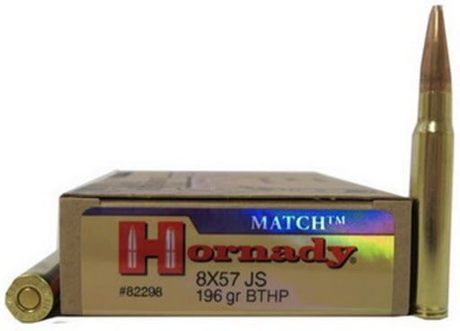 Hornady Vintage Match 8x57mm Mauser 196 grain Boat-Tail Hollow Point Match Brass Cased Centerfire Rifle Ammo, 20 Rounds, 82298