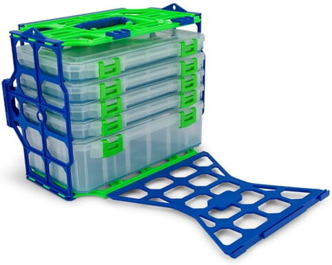 Lure Lock Deep Lure Locker w/4 Ultra Thin Boxes & 1 Deep Box & Tak Liner, Clear/Green, Green/Blue, LL1C5-ASST