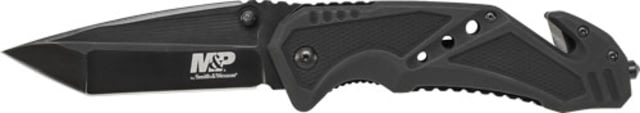 Smith & Wesson M&p Clip Folder, Liner Lock, Black Blade And Black Handle, Strap Cutter, Ceramic Glass Breaker - SWMP11BCP